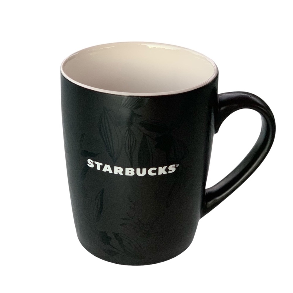 Starbucks 2020 Etched Floral Black Coffee Mug